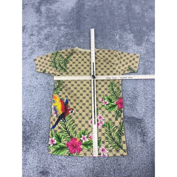 Bleecker & Mercer Shirt Mens Small Beige Floral Fashion Designer Monogram Tee - Picture 5 of 7